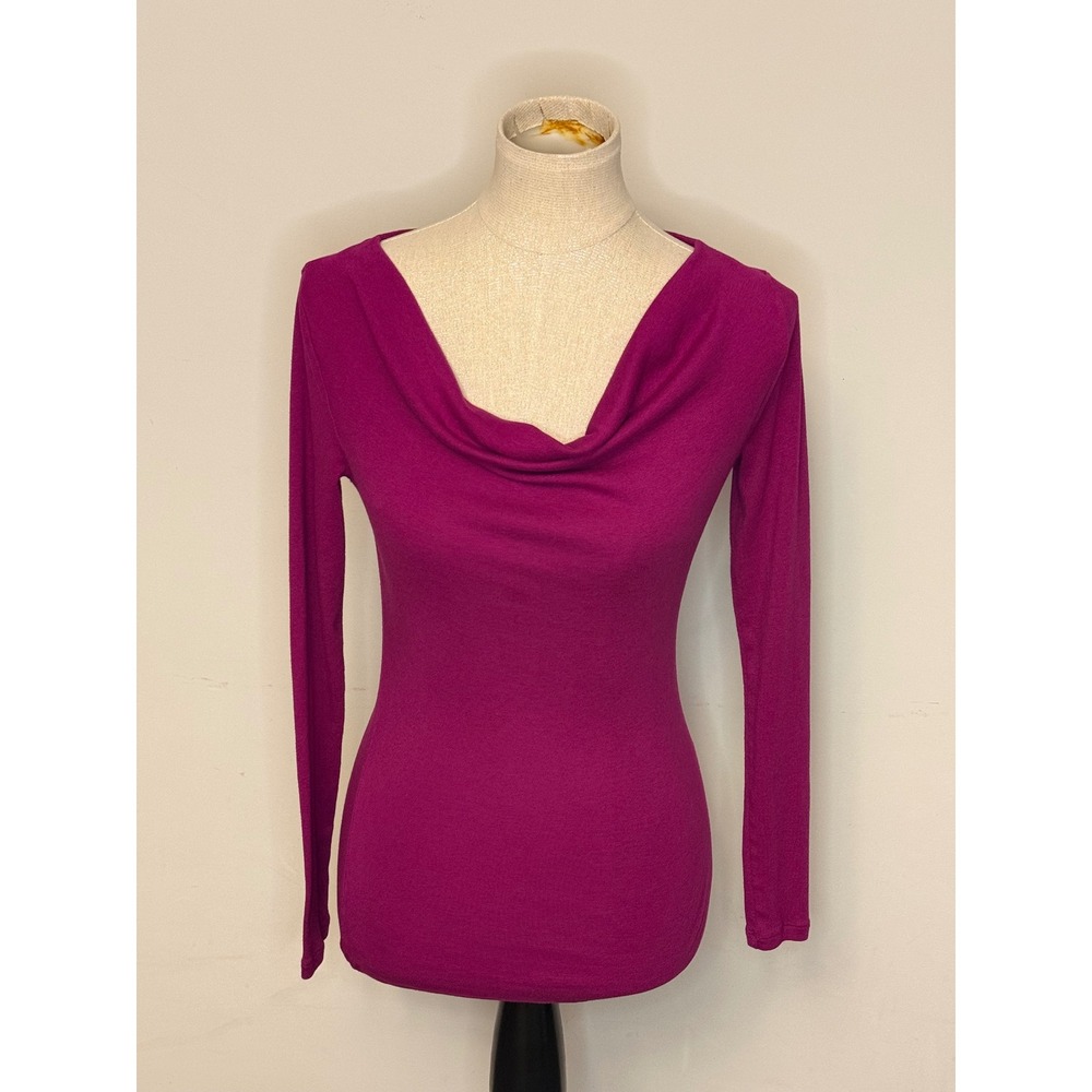 Express Sexy Basic Magenta Purple Cowl Neck Long Sleeve Top XS